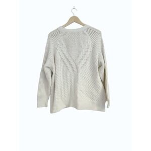 Banana Republic Andes Cream Cable Knit‎ Merino Wool Blend Sweater Size Large